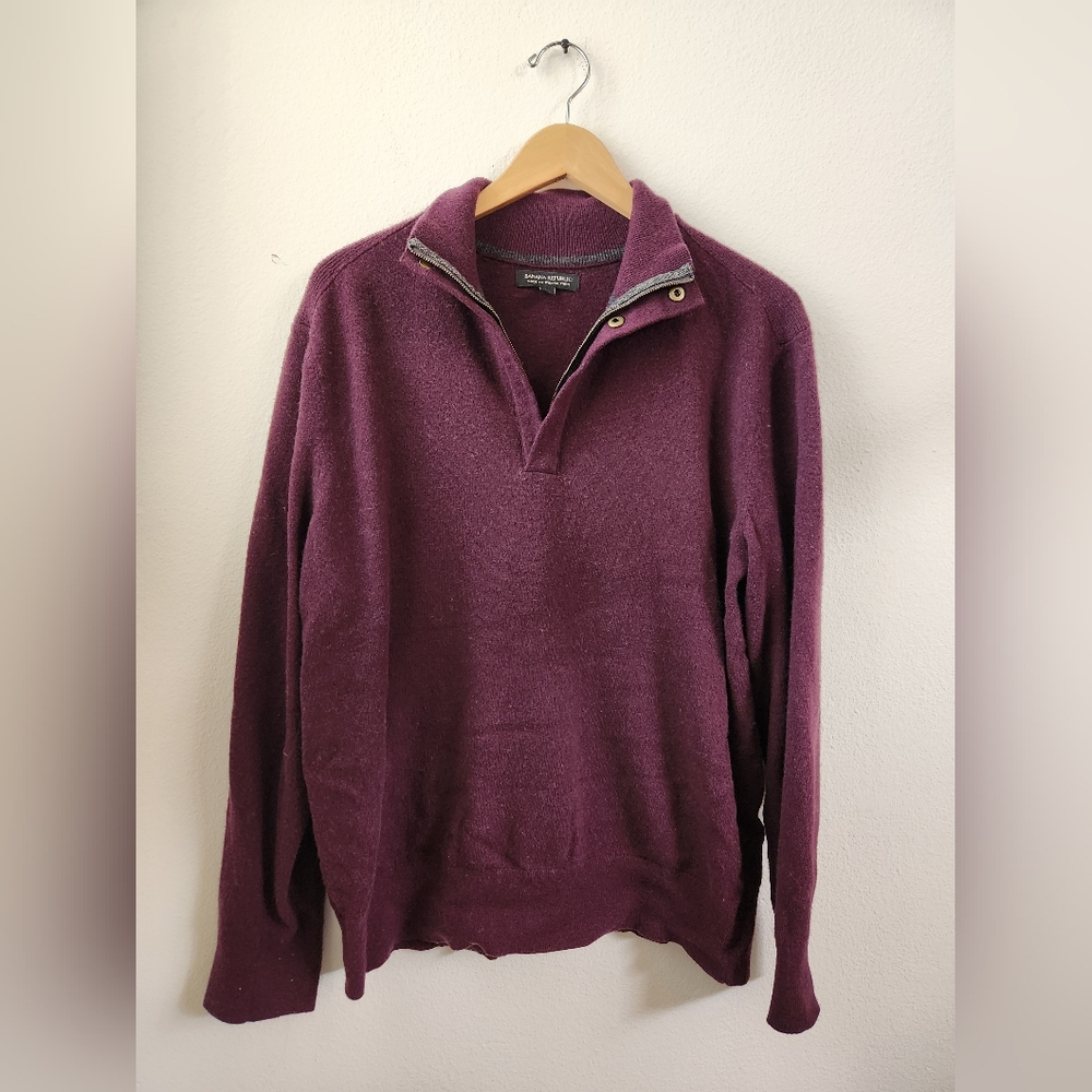 Banana Republic Men's Sweater Italian Yarn Burgundy Mock Neck Long Sleeve‎ XL